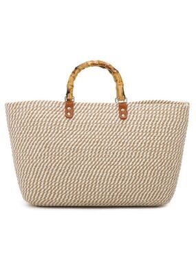 NWOT French Connection Women’s Biscay Large Retro Cotton Rope Tote Natural White